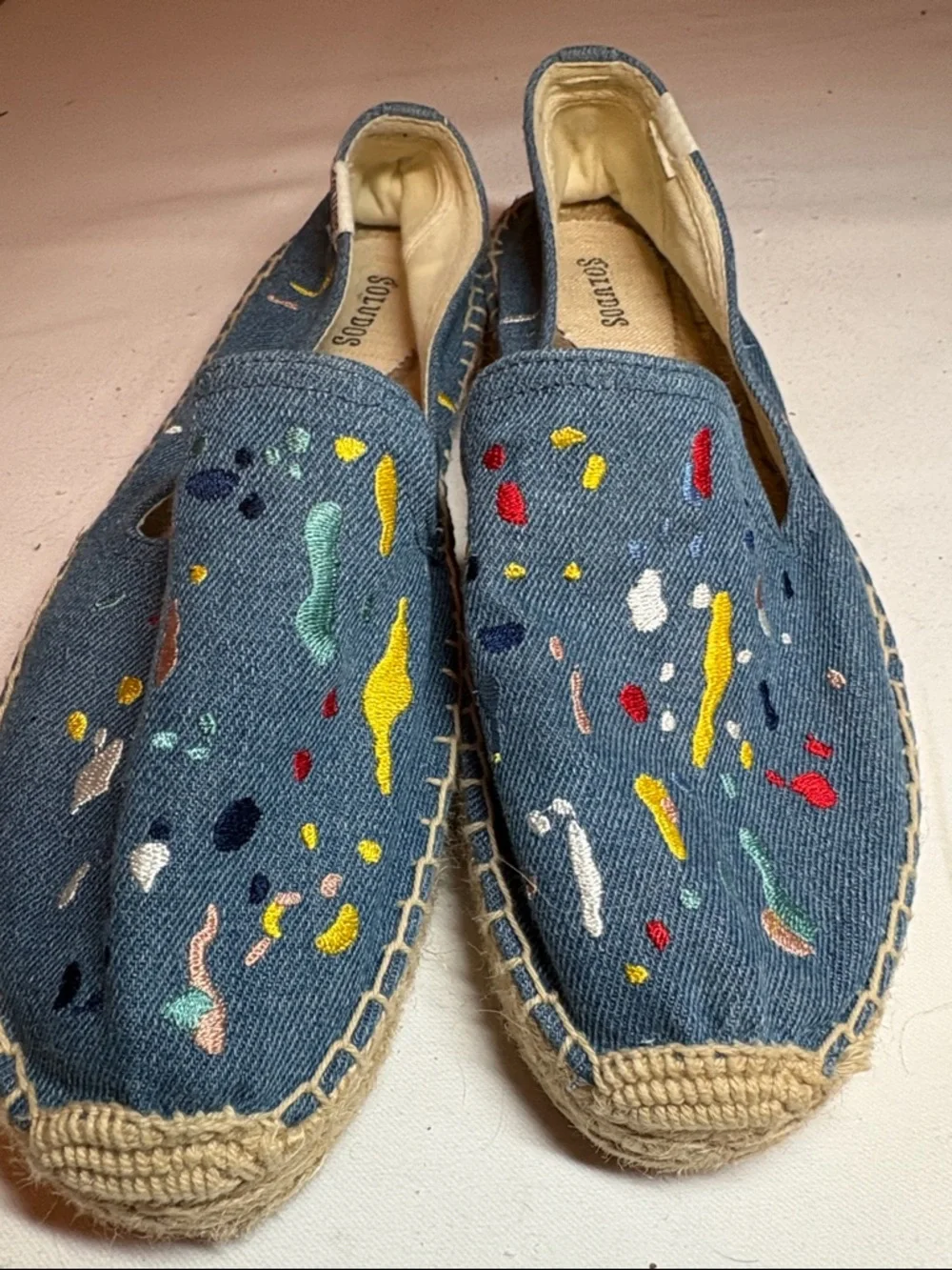 Soludos Blue embroidered espadrille Flats Size 10